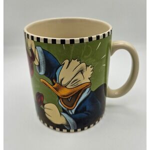 Disney Parks Donald Duck Cranky to the Last Drop Green Ceramic Coffee Mug